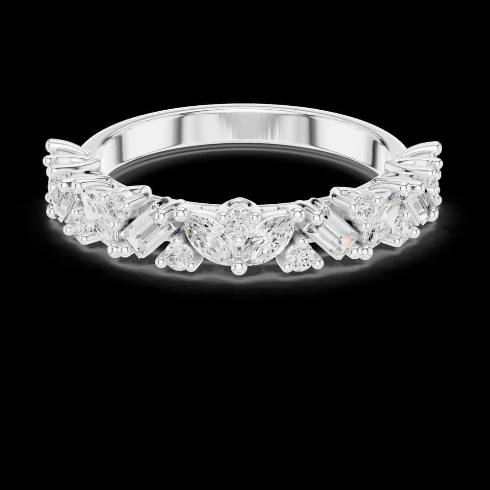 Modern Asymmetric Mixed Cut Stacking Lab Grown Band - Image 5 Modern Asymmetric Mixed Cut Stacking Lab Grown Band, view 5 of 9