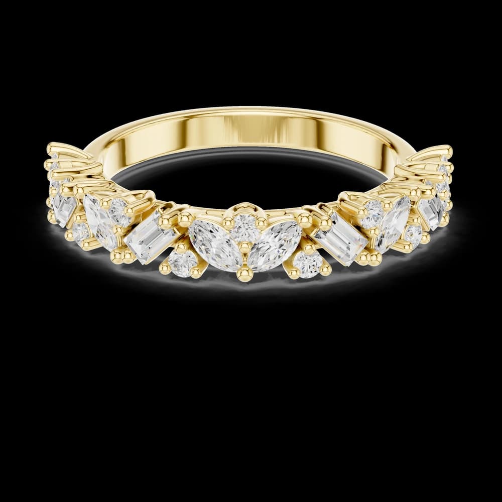 Modern Asymmetric Mixed Cut Stacking Lab Grown Band - Image 6 Modern Asymmetric Mixed Cut Stacking Lab Grown Band, view 6 of 9