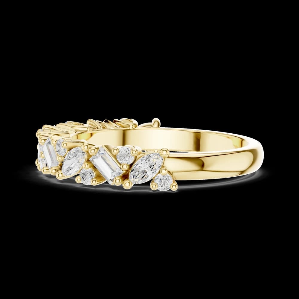 Modern Asymmetric Mixed Cut Stacking Lab Grown Band - Image 9 Modern Asymmetric Mixed Cut Stacking Lab Grown Band, view 9 of 9
