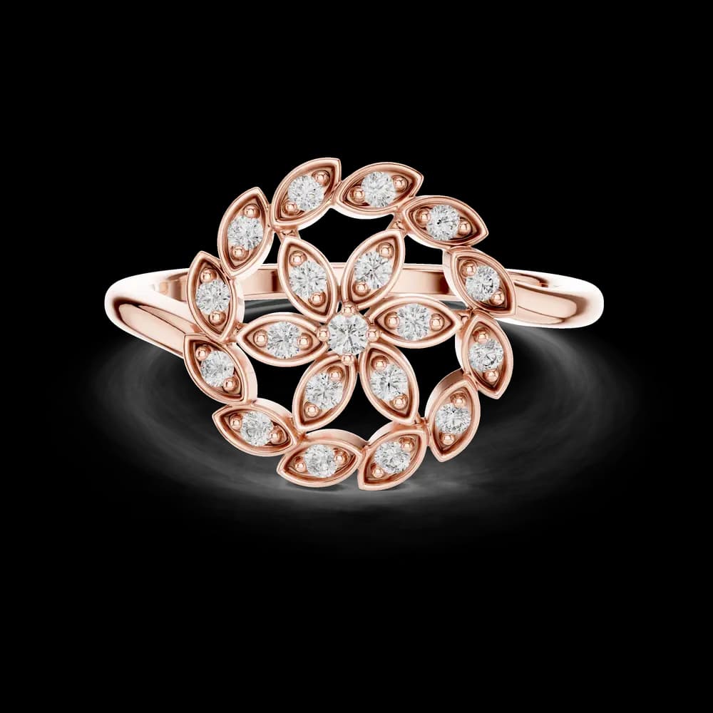 Marquise Leaf Spiral Diamond Statement Ring - Image 1 Marquise Leaf Spiral Diamond Statement Ring, view 1 of 6