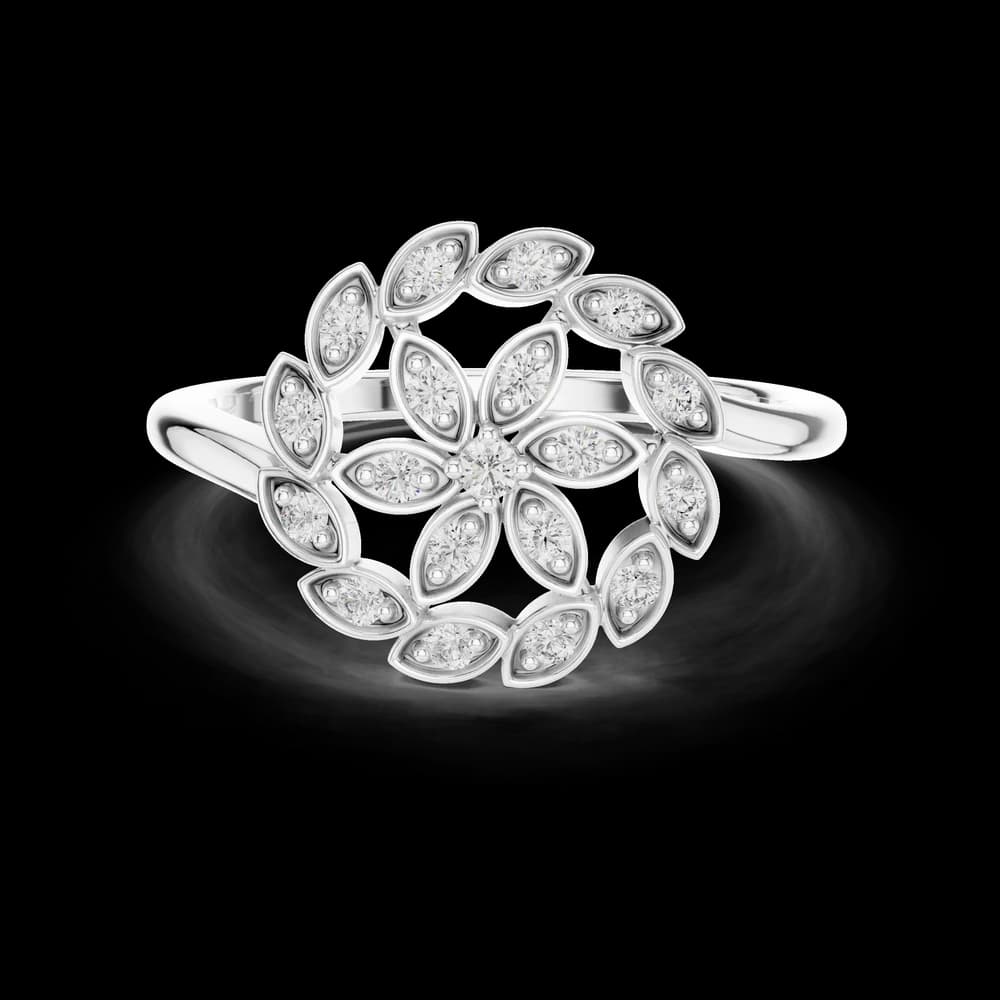 Marquise Leaf Spiral Diamond Statement Ring - Image 2 Marquise Leaf Spiral Diamond Statement Ring, view 2 of 6