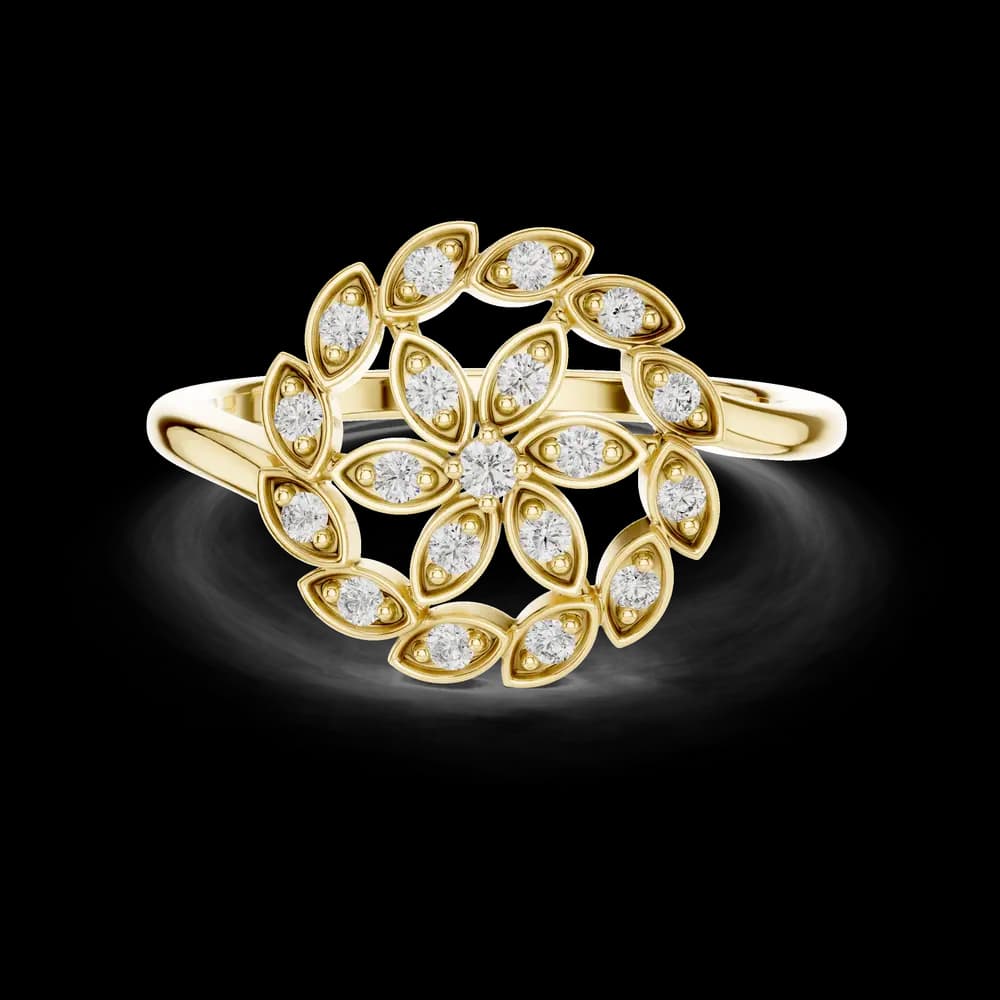 Marquise Leaf Spiral Diamond Statement Ring - Image 3 Marquise Leaf Spiral Diamond Statement Ring, view 3 of 6