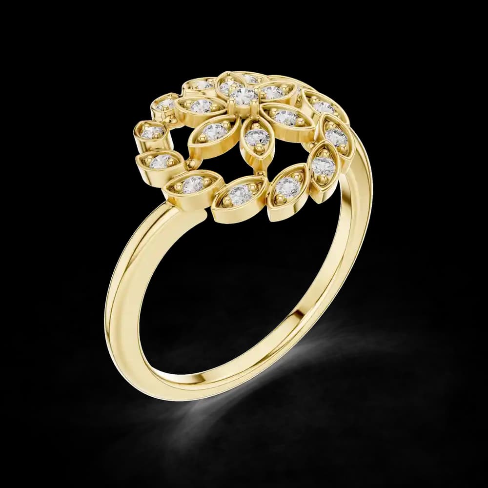 Marquise Leaf Spiral Diamond Statement Ring - Image 5 Marquise Leaf Spiral Diamond Statement Ring, view 5 of 6