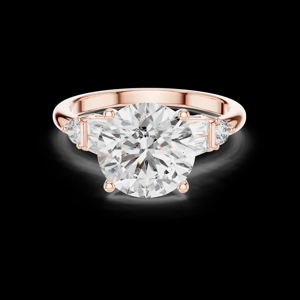 Round Lab Grown Diamond Baguette Accent Ring - Image 1 Round Lab Grown Diamond Baguette Accent Ring, view 1 of 6