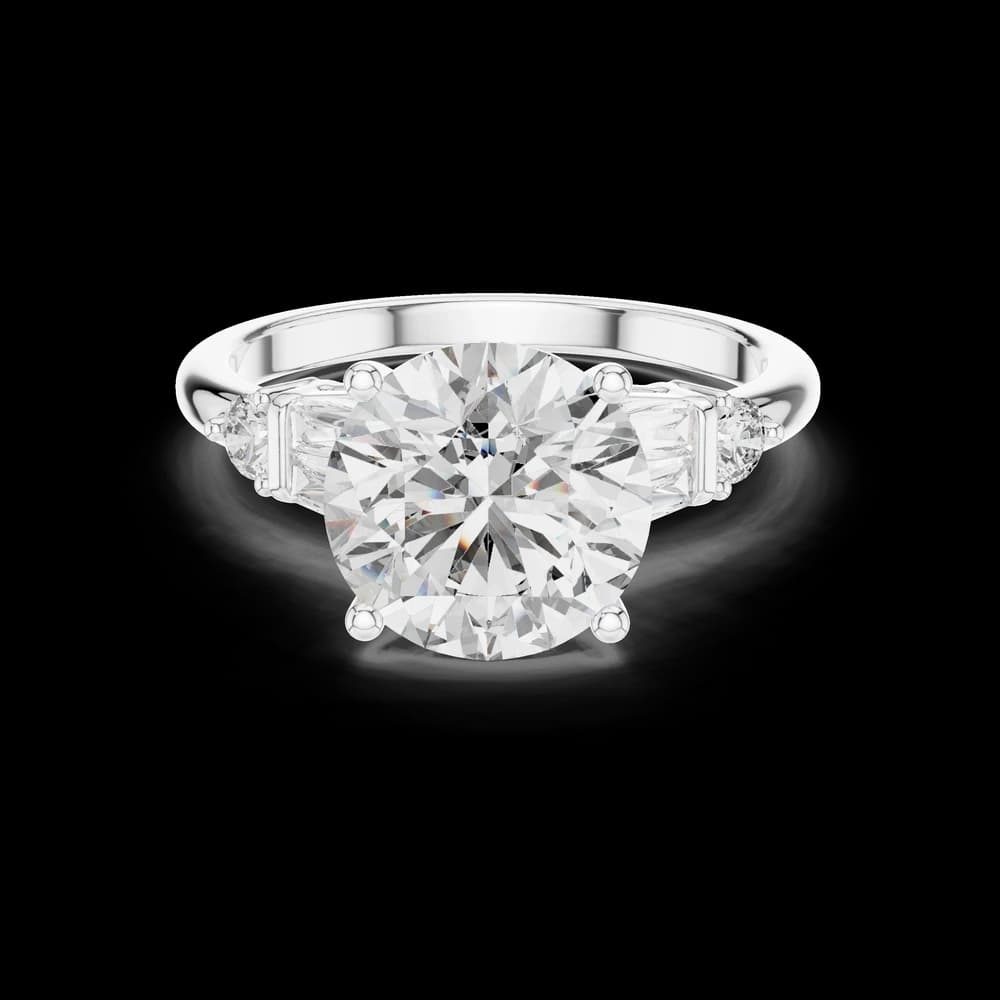 Round Lab Grown Diamond Baguette Accent Ring - Image 2 Round Lab Grown Diamond Baguette Accent Ring, view 2 of 6