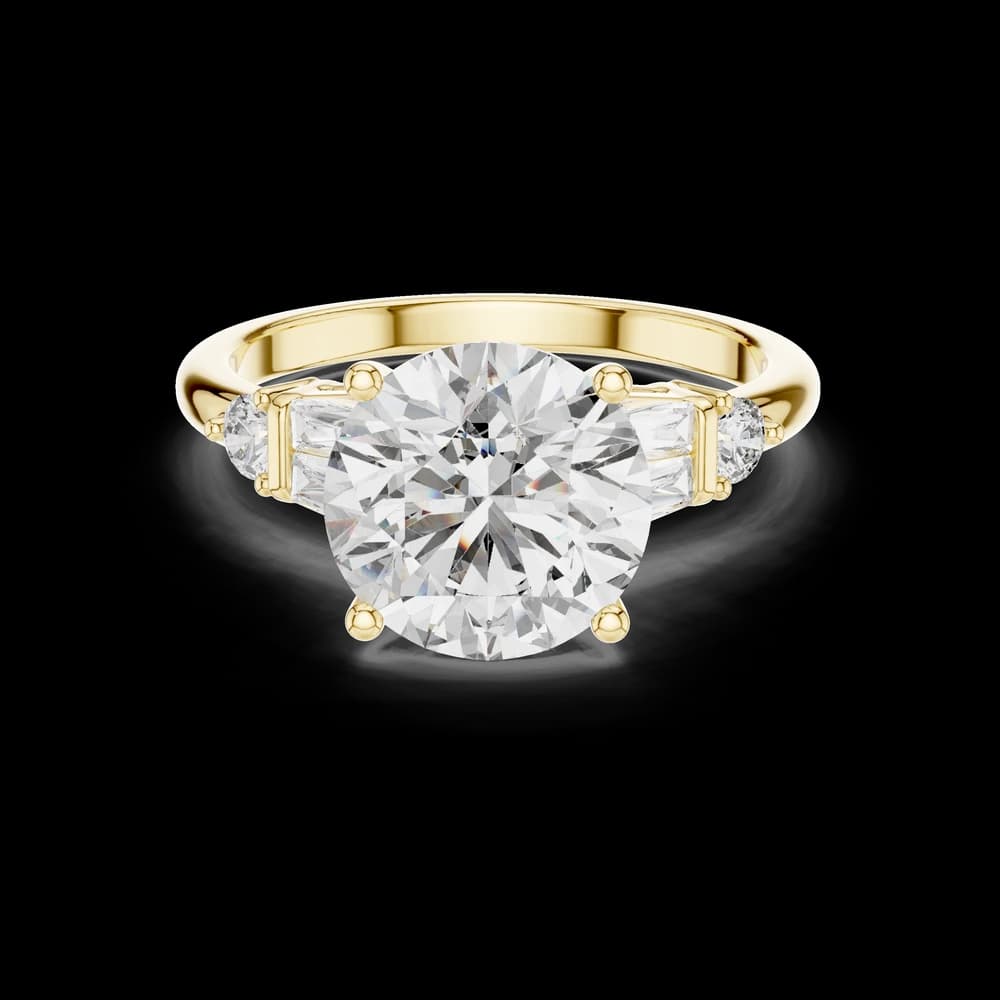 Round Lab Grown Diamond Baguette Accent Ring - Image 3 Round Lab Grown Diamond Baguette Accent Ring, view 3 of 6