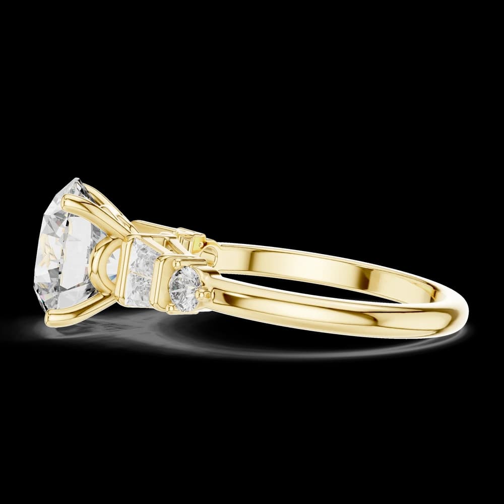 Round Lab Grown Diamond Baguette Accent Ring - Image 6 Round Lab Grown Diamond Baguette Accent Ring, view 6 of 6