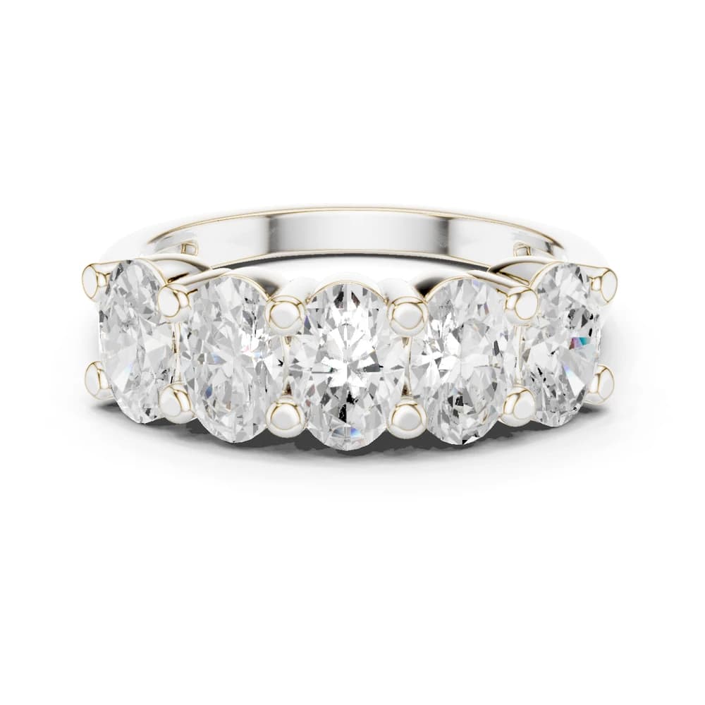 Modern Five-Stone Oval Lab Grown Diamond Band - Image 2 Modern Five-Stone Oval Lab Grown Diamond Band, view 2 of 9