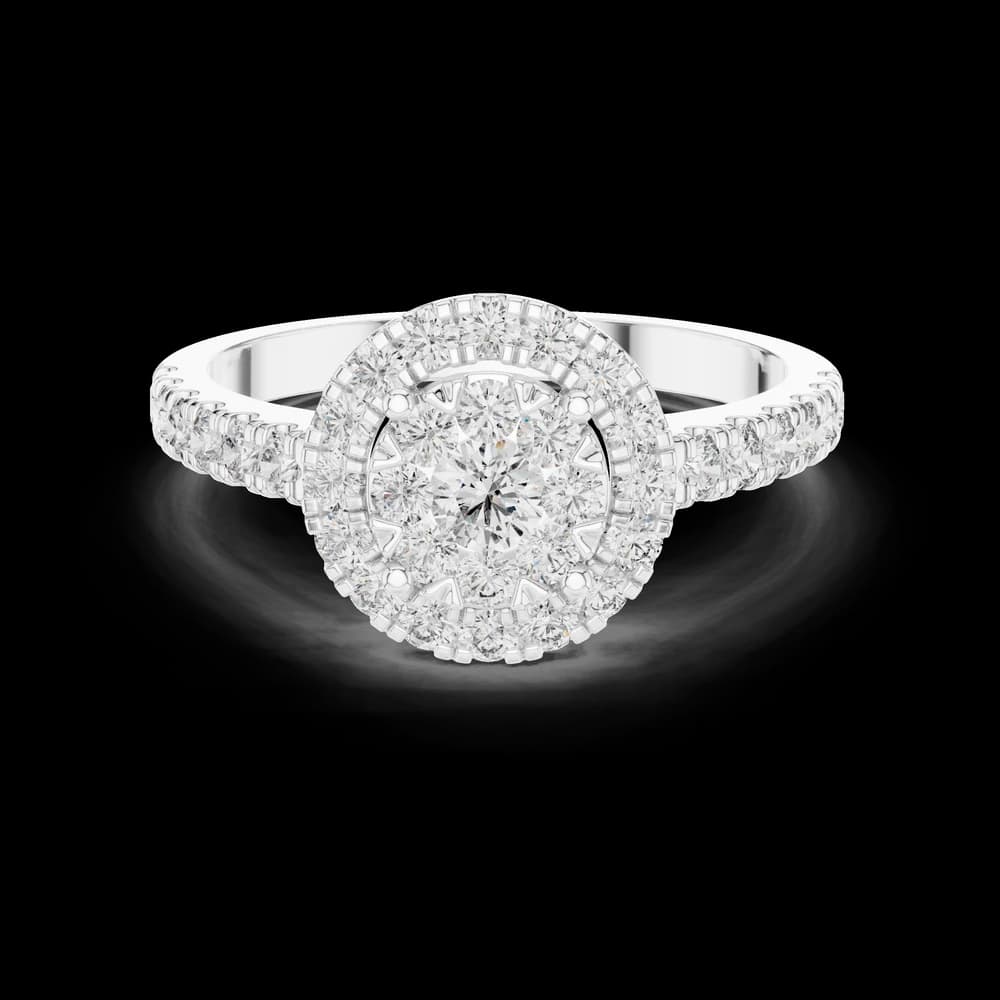Pavé Band Double Halo Round Lab Grown Diamond Ring - Image 2 Pavé Band Double Halo Round Lab Grown Diamond Ring, view 2 of 6