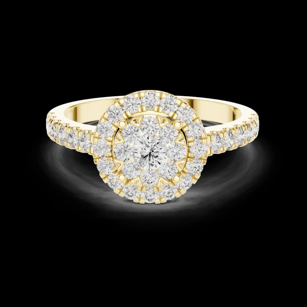 Pavé Band Double Halo Round Lab Grown Diamond Ring - Image 3 Pavé Band Double Halo Round Lab Grown Diamond Ring, view 3 of 6