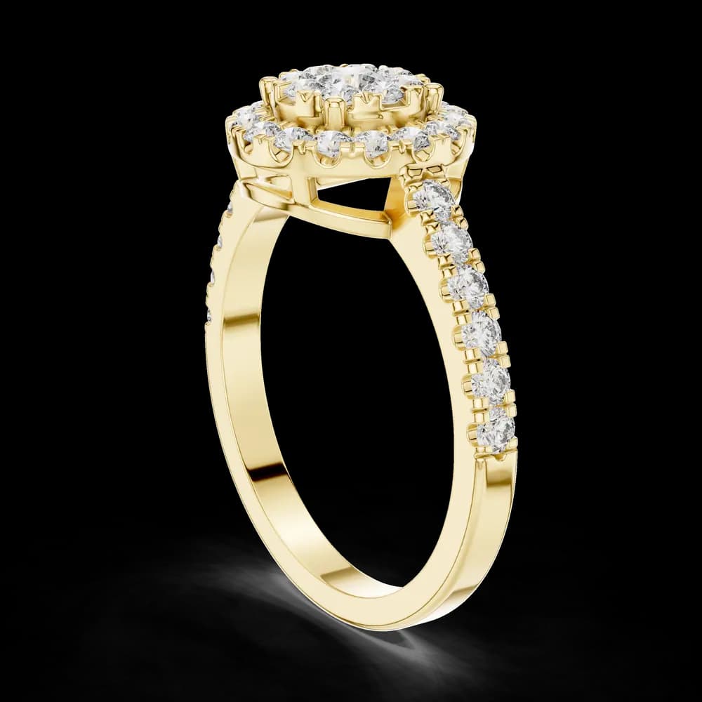 Pavé Band Double Halo Round Lab Grown Diamond Ring - Image 4 Pavé Band Double Halo Round Lab Grown Diamond Ring, view 4 of 6