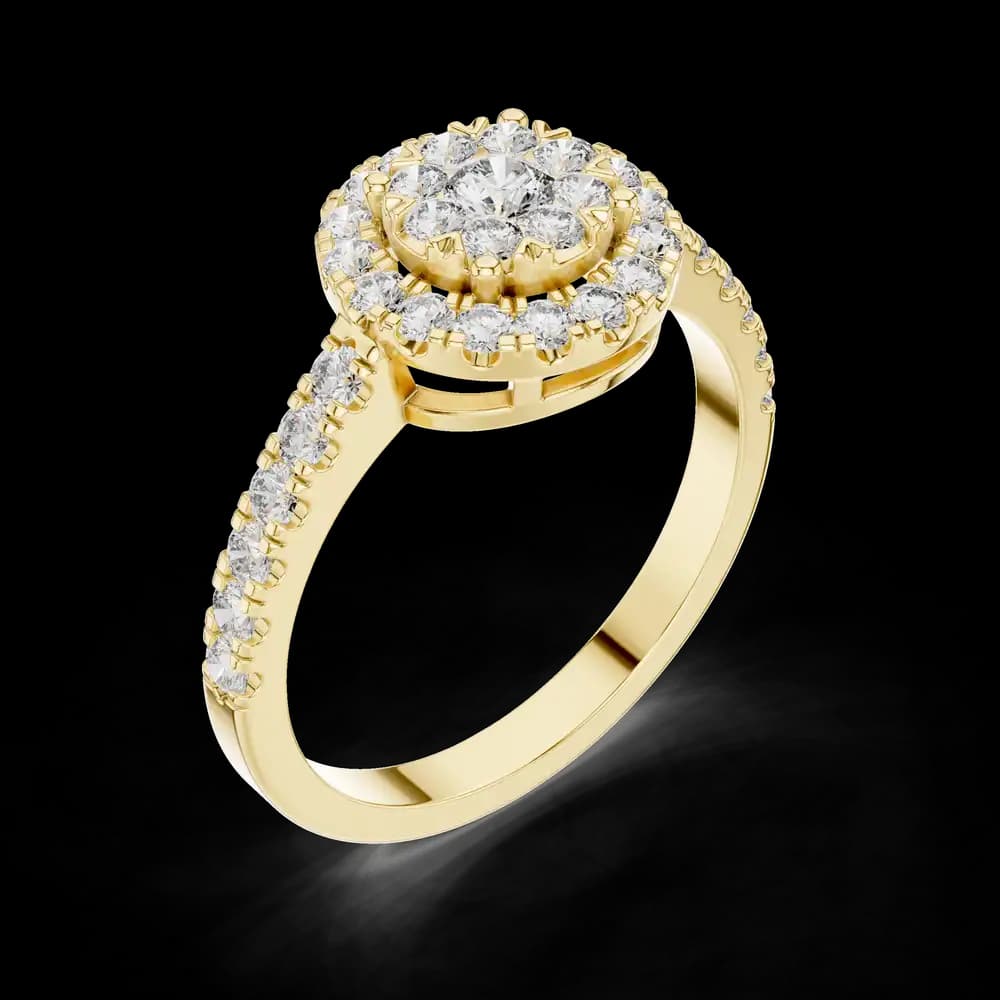 Pavé Band Double Halo Round Lab Grown Diamond Ring - Image 5 Pavé Band Double Halo Round Lab Grown Diamond Ring, view 5 of 6