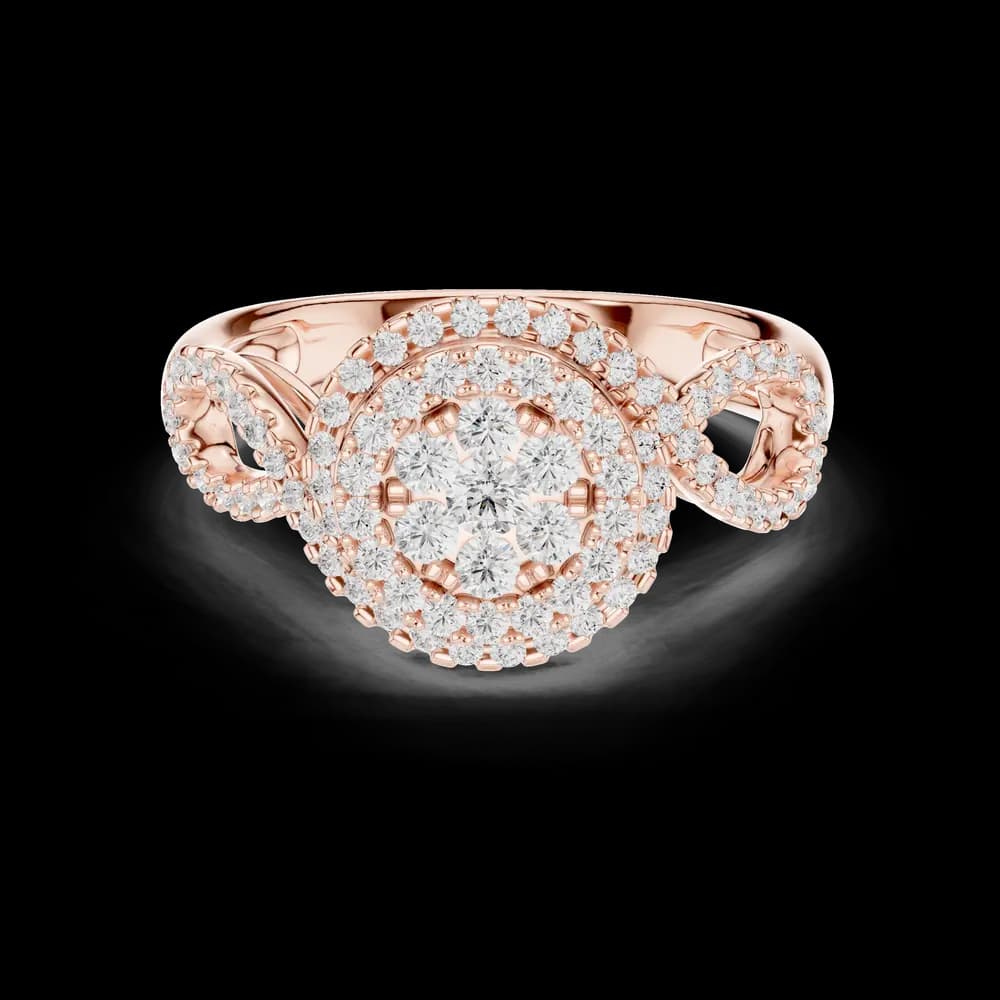 Round Cluster Halo Lab Grown Diamond Ring - Image 1 Round Cluster Halo Lab Grown Diamond Ring, view 1 of 6