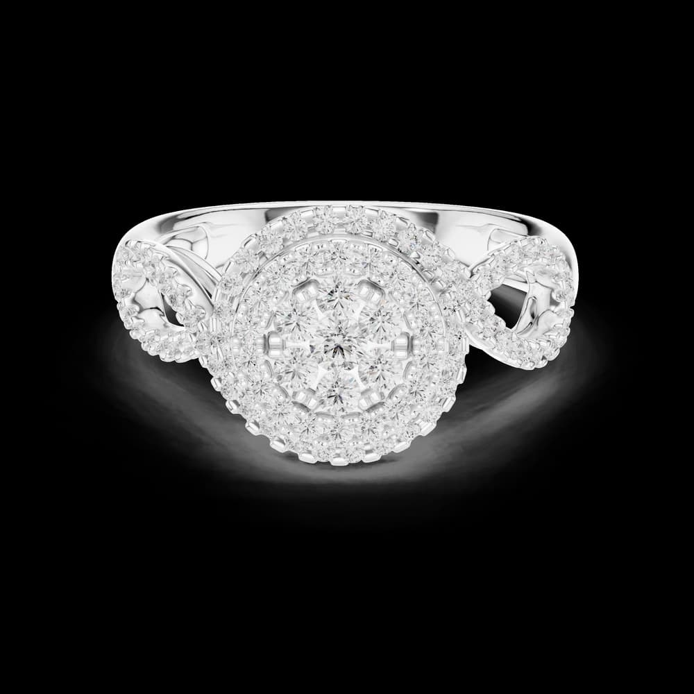 Round Cluster Halo Lab Grown Diamond Ring - Image 2 Round Cluster Halo Lab Grown Diamond Ring, view 2 of 6
