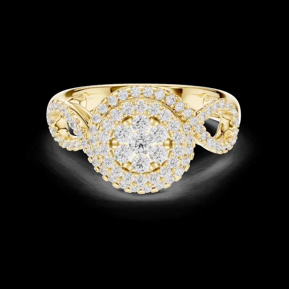Round Cluster Halo Lab Grown Diamond Ring - Image 3 Round Cluster Halo Lab Grown Diamond Ring, view 3 of 6