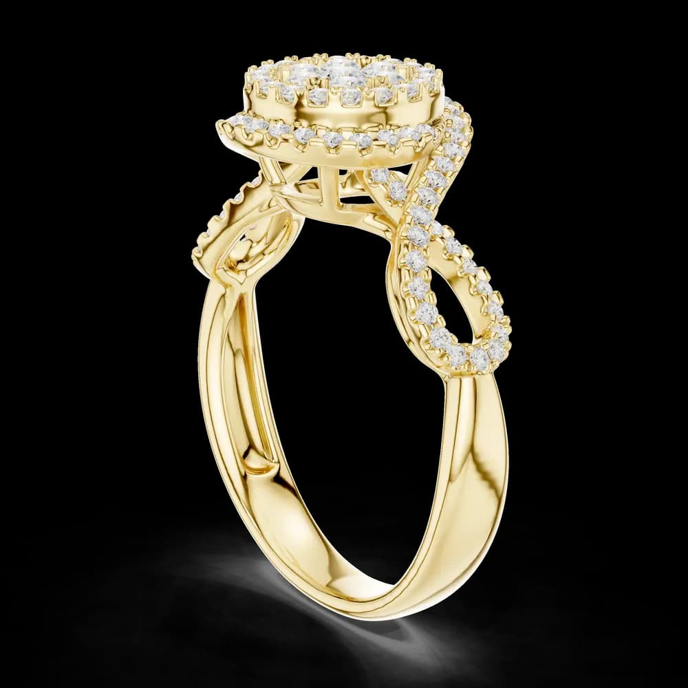 Round Cluster Halo Lab Grown Diamond Ring - Image 4 Round Cluster Halo Lab Grown Diamond Ring, view 4 of 6