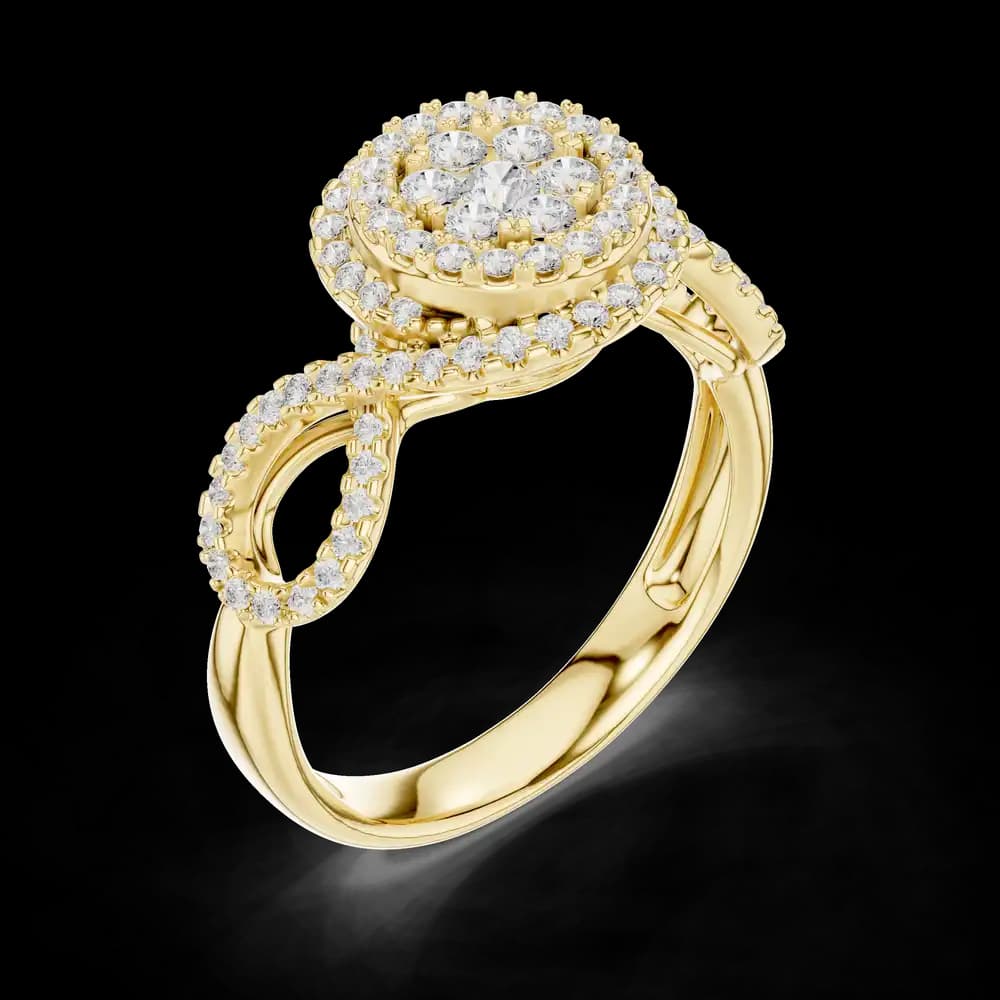 Round Cluster Halo Lab Grown Diamond Ring - Image 5 Round Cluster Halo Lab Grown Diamond Ring, view 5 of 6