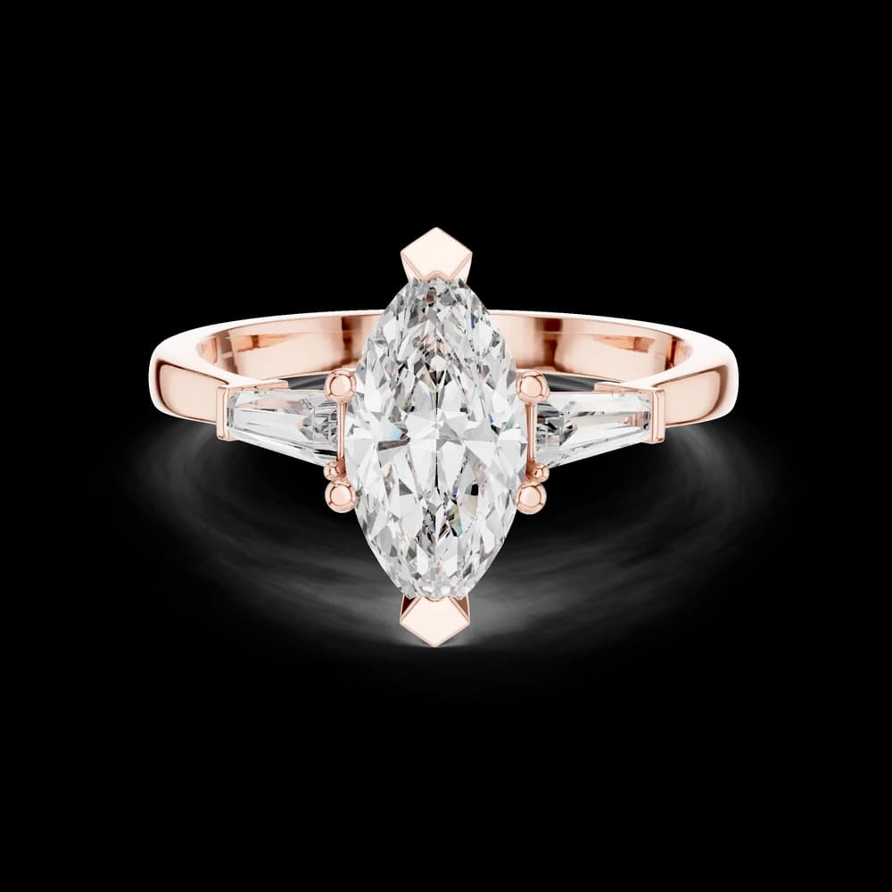 Marquise Stone Baguette Lab Grown Diamond Ring - Image 1 Marquise Stone Baguette Lab Grown Diamond Ring, view 1 of 6
