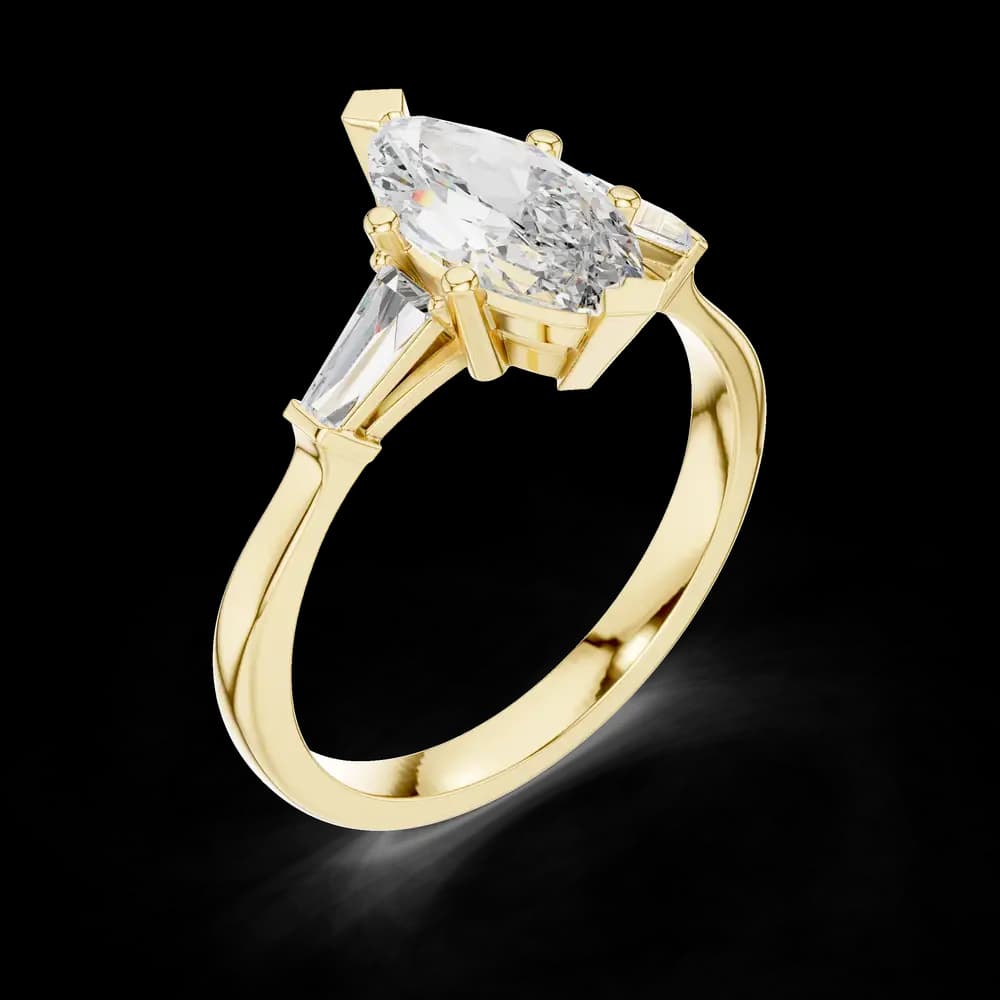 Marquise Stone Baguette Lab Grown Diamond Ring - Image 5 Marquise Stone Baguette Lab Grown Diamond Ring, view 5 of 6