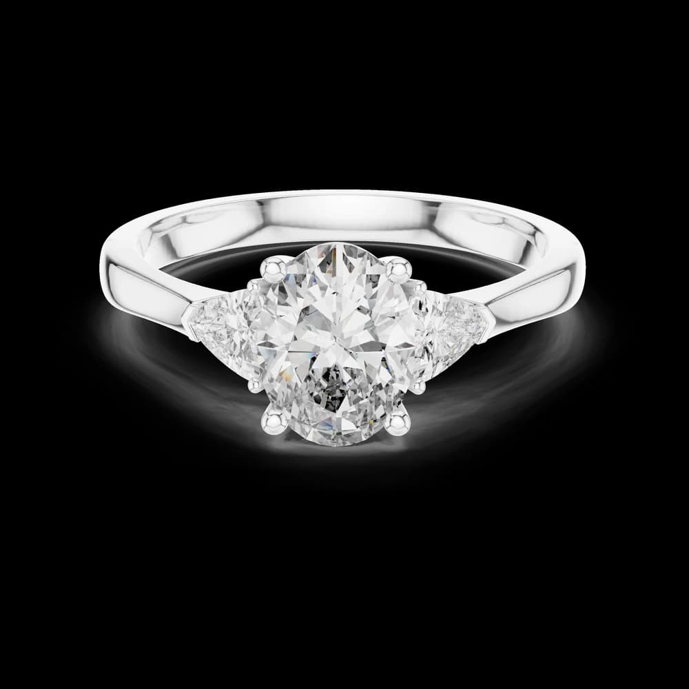 Oval Cut Triangle Side Lab Grown Diamond Ring - Image 2 Oval Cut Triangle Side Lab Grown Diamond Ring, view 2 of 6