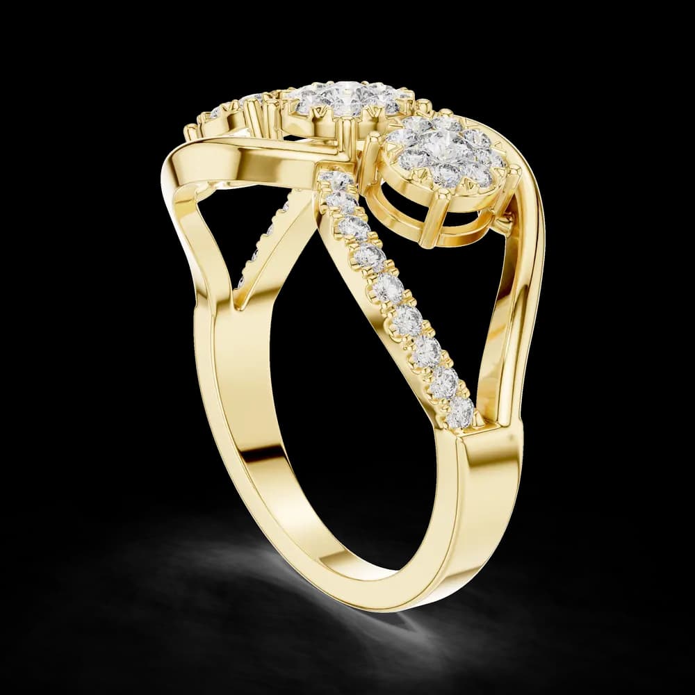 Three-Stone Cluster Swirl Diamond Statement Ring - Image 4 Three-Stone Cluster Swirl Diamond Statement Ring, view 4 of 6