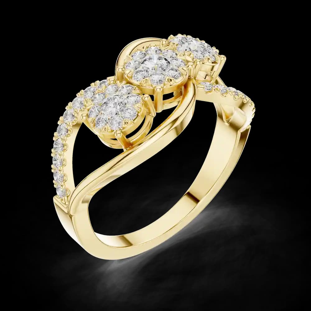 Three-Stone Cluster Swirl Diamond Statement Ring - Image 5 Three-Stone Cluster Swirl Diamond Statement Ring, view 5 of 6