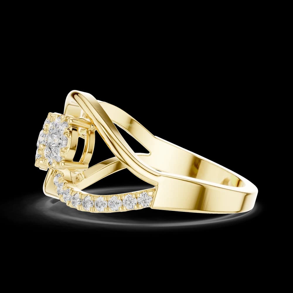 Three-Stone Cluster Swirl Diamond Statement Ring - Image 6 Three-Stone Cluster Swirl Diamond Statement Ring, view 6 of 6