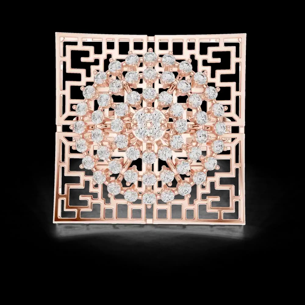 Geometric Square Lattice Diamond Statement Rin - Image 1 Geometric Square Lattice Diamond Statement Rin, view 1 of 6