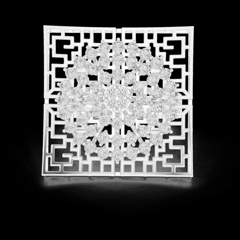 Geometric Square Lattice Diamond Statement Rin - Image 2 Geometric Square Lattice Diamond Statement Rin, view 2 of 6