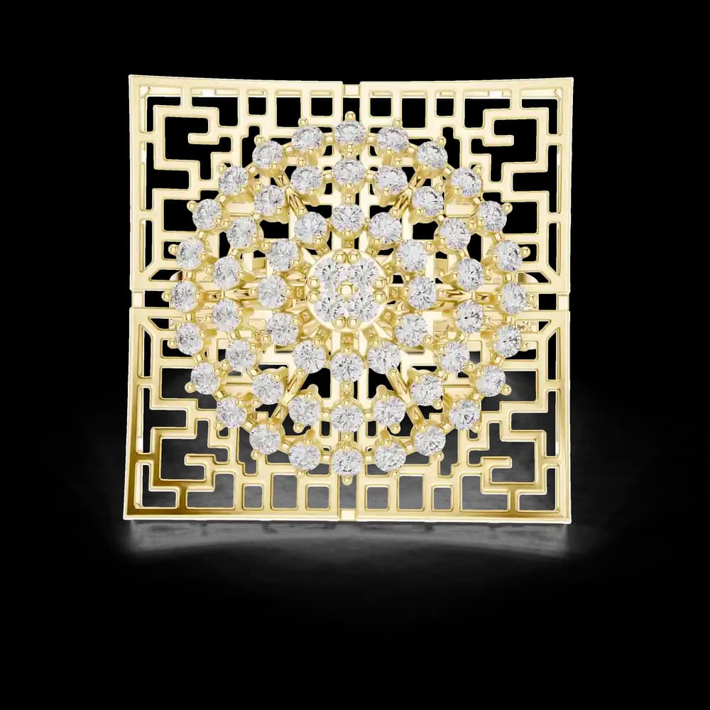 Geometric Square Lattice Diamond Statement Rin - Image 3 Geometric Square Lattice Diamond Statement Rin, view 3 of 6