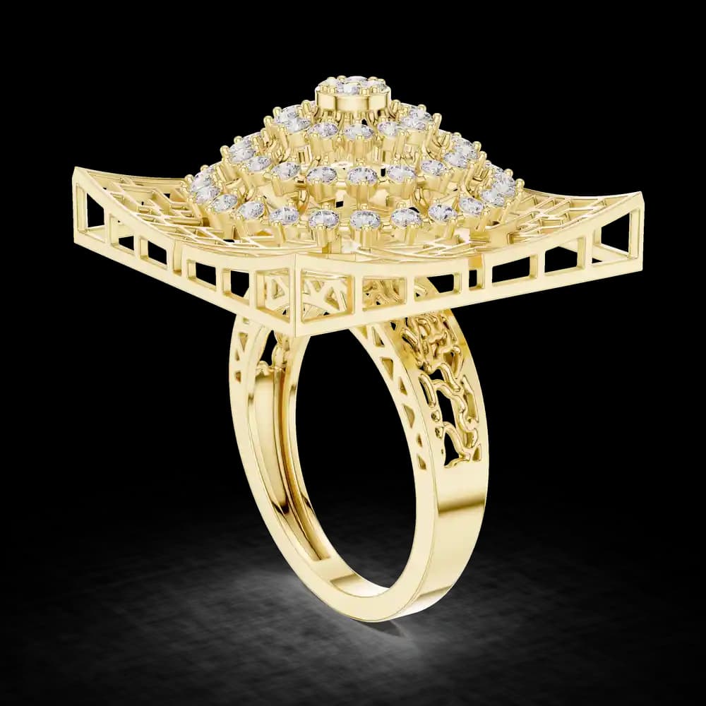 Geometric Square Lattice Diamond Statement Rin - Image 4 Geometric Square Lattice Diamond Statement Rin, view 4 of 6