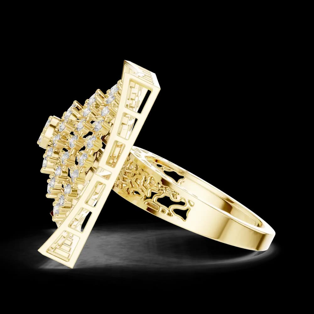 Geometric Square Lattice Diamond Statement Rin - Image 6 Geometric Square Lattice Diamond Statement Rin, view 6 of 6
