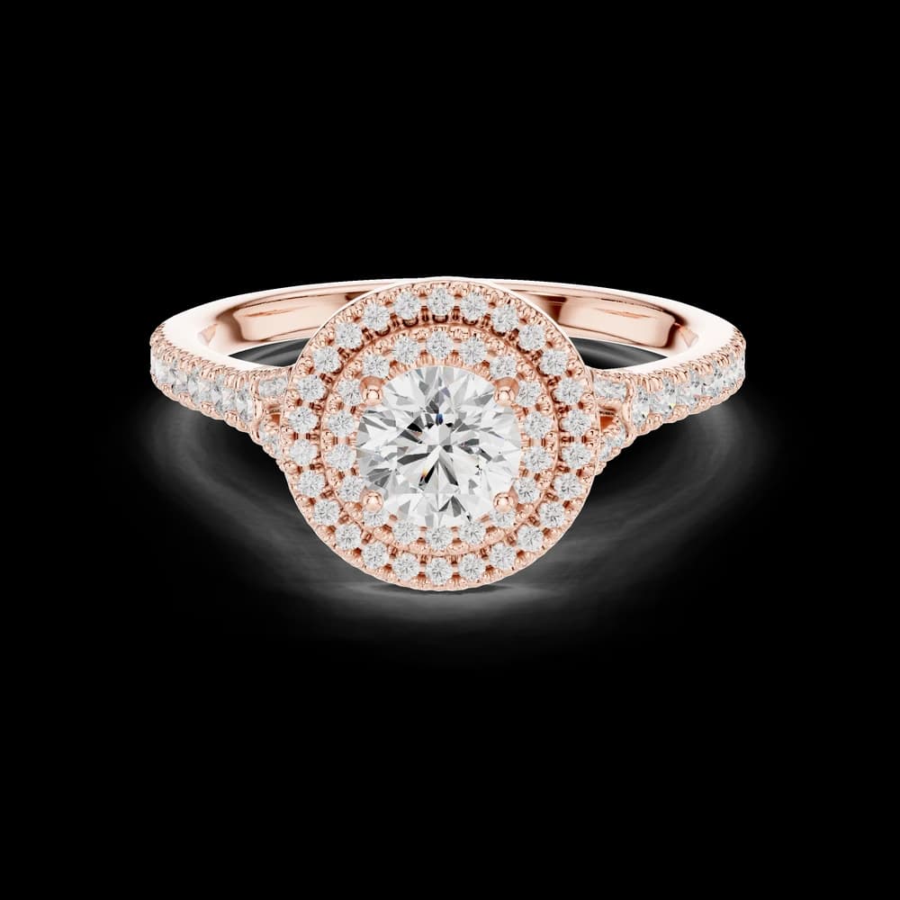Tall Ship Round Center Double Halo Lab Grown Diamond Ring - Image 1 Tall Ship Round Center Double Halo Lab Grown Diamond Ring, view 1 of 6