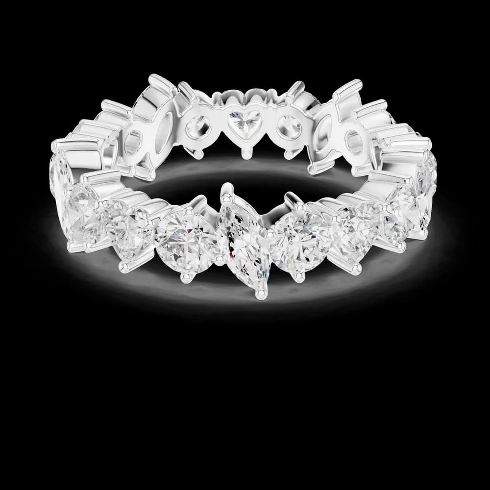 Multi-Shape Heart & Marquise Diamond Eternity Band - Image 2 Multi-Shape Heart & Marquise Diamond Eternity Band, view 2 of 6