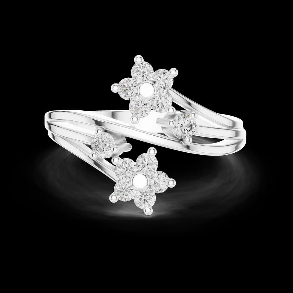 Dual Floral Bypass Cluster Diamond Ring - Image 2 Dual Floral Bypass Cluster Diamond Ring, view 2 of 6