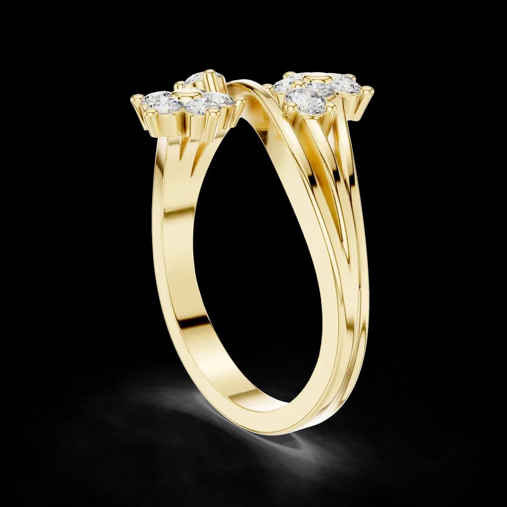 Dual Floral Bypass Cluster Diamond Ring - Image 4 Dual Floral Bypass Cluster Diamond Ring, view 4 of 6