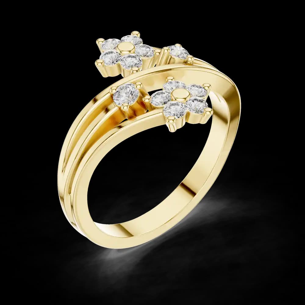 Dual Floral Bypass Cluster Diamond Ring - Image 5 Dual Floral Bypass Cluster Diamond Ring, view 5 of 6