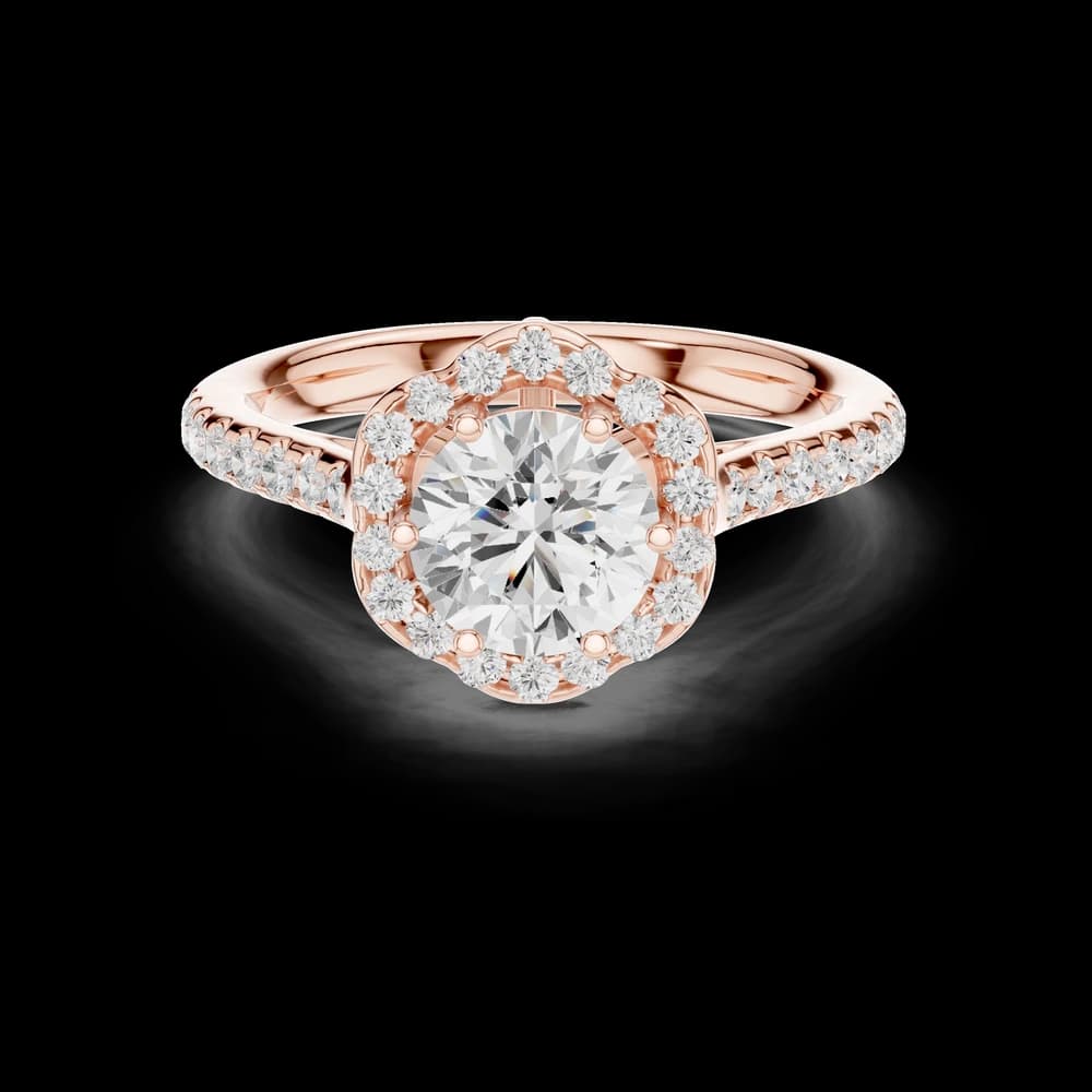 Hexagonal Halo Round Lab Grown Diamond Ring - Image 1 Hexagonal Halo Round Lab Grown Diamond Ring, view 1 of 6
