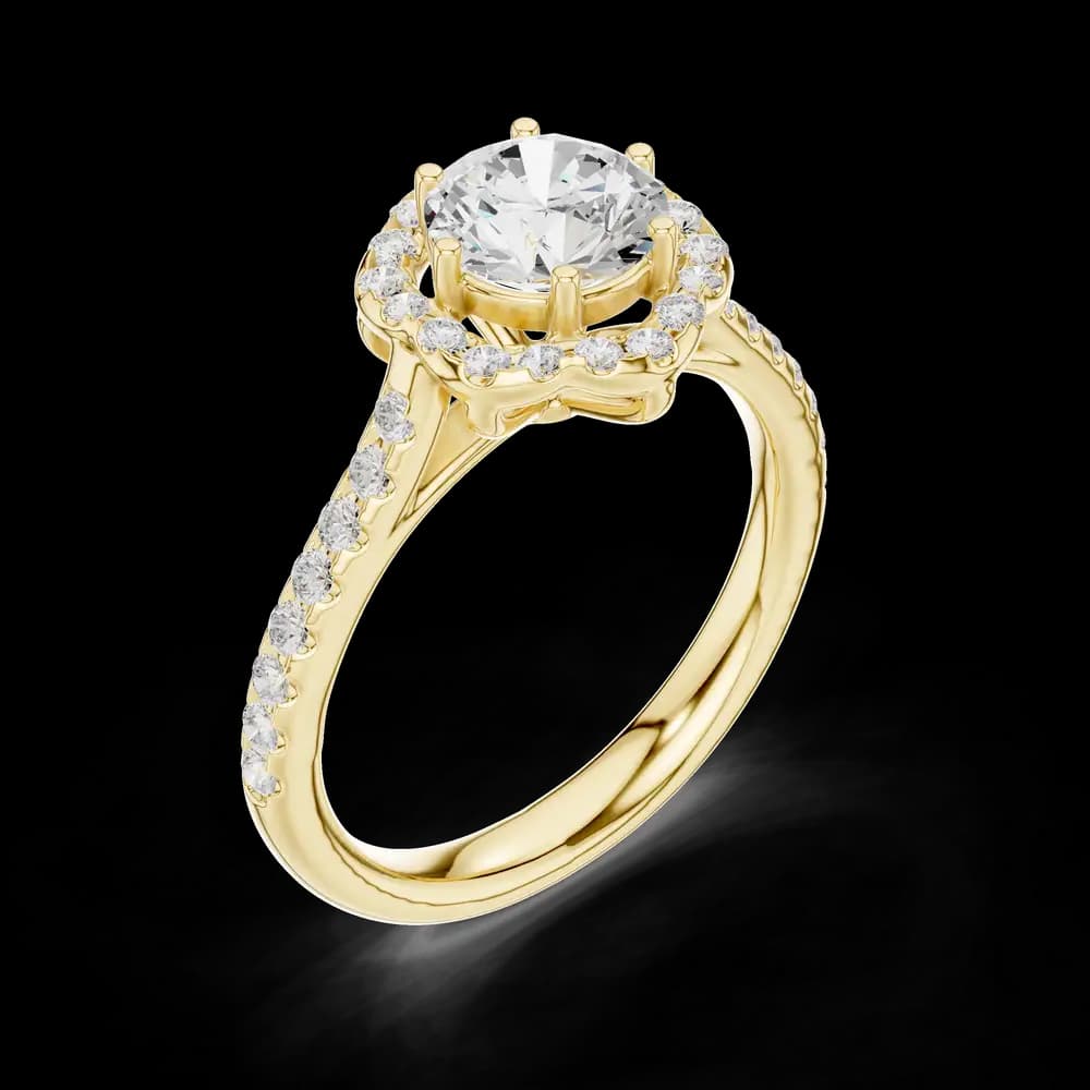 Hexagonal Halo Round Lab Grown Diamond Ring - Image 5 Hexagonal Halo Round Lab Grown Diamond Ring, view 5 of 6