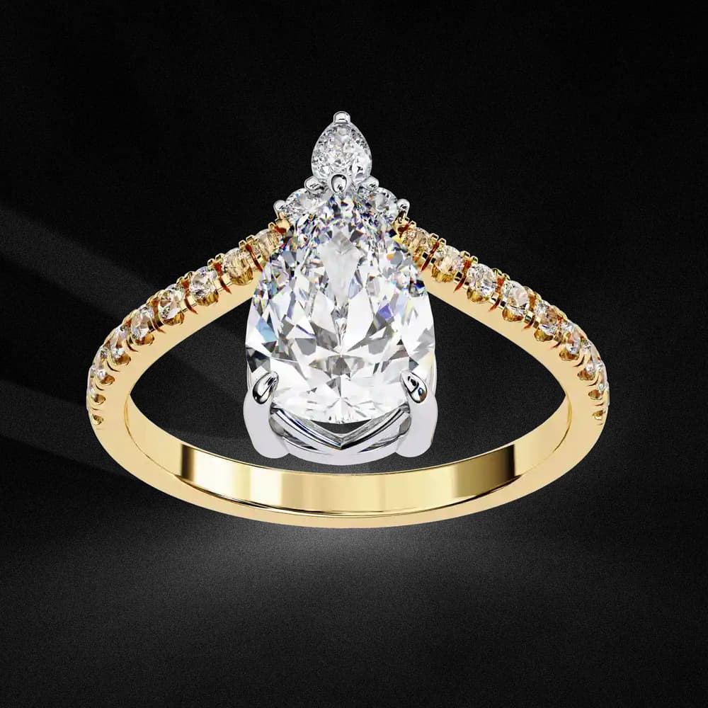 Teardrop Lab Grown Diamond Engagement Ring - Image 3 Teardrop Lab Grown Diamond Engagement Ring, view 3 of 6
