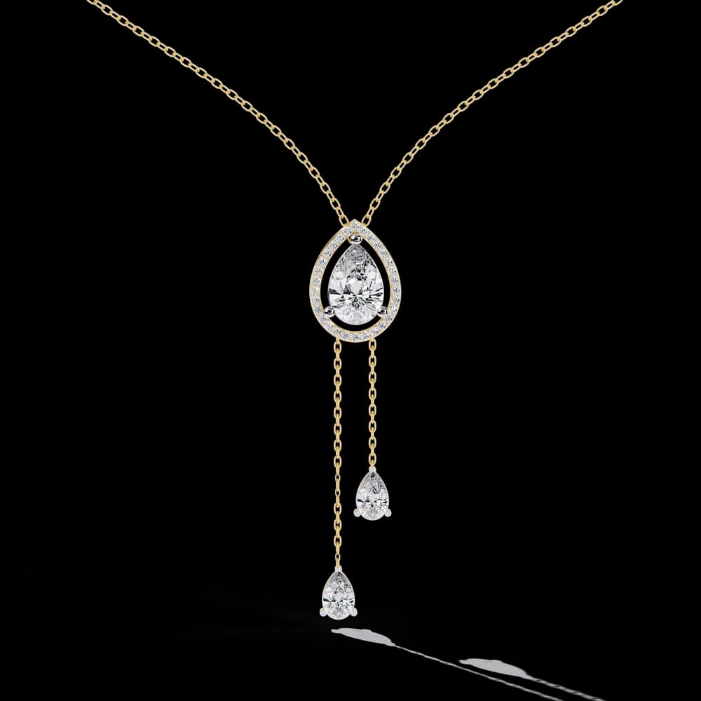 Teardrop Halo Lab Grown Diamond Pendant Necklace - Image 1 Teardrop Halo Lab Grown Diamond Pendant Necklace, view 1 of 4