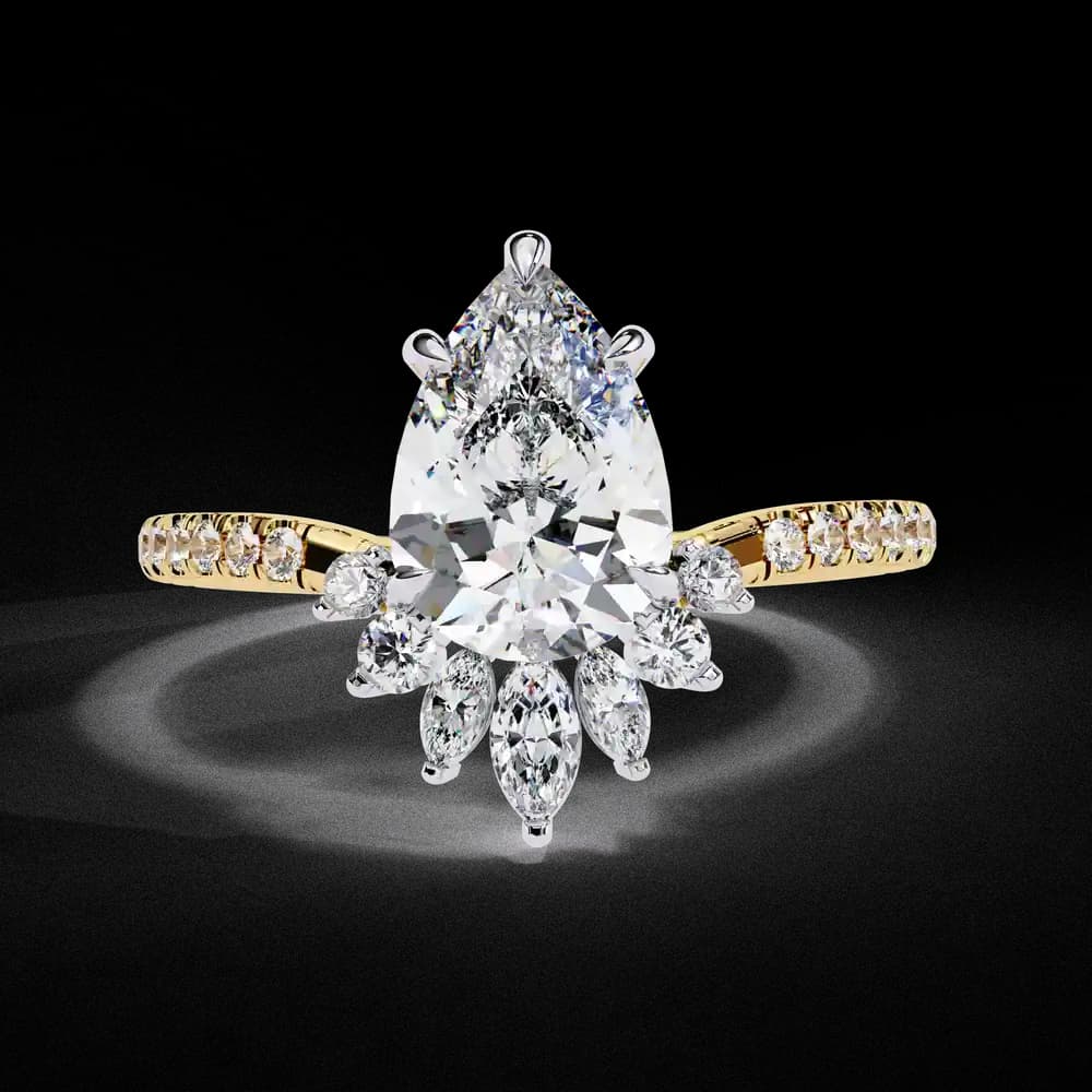 Teardrop pear Lab Grown Diamond Cluster Ring - Image 1 Teardrop pear Lab Grown Diamond Cluster Ring, view 1 of 12
