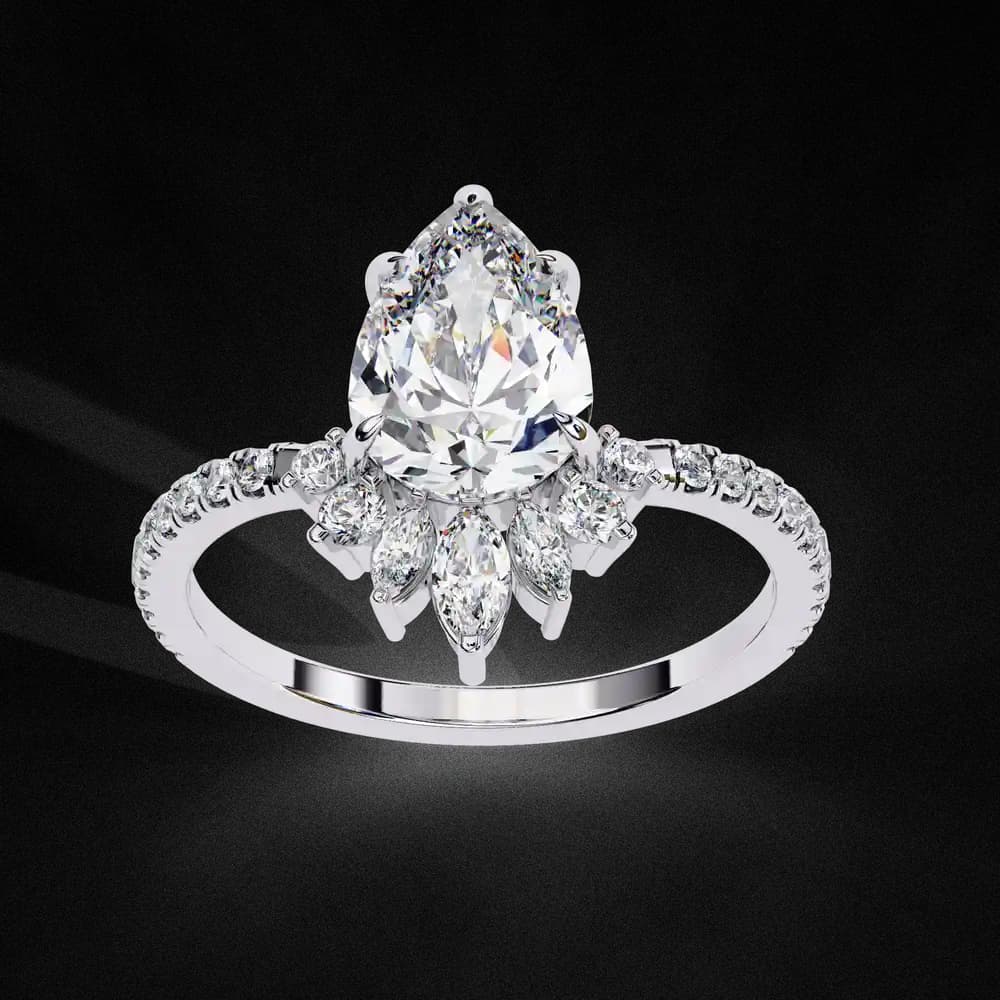 Teardrop pear Lab Grown Diamond Cluster Ring - Image 5 Teardrop pear Lab Grown Diamond Cluster Ring, view 5 of 12