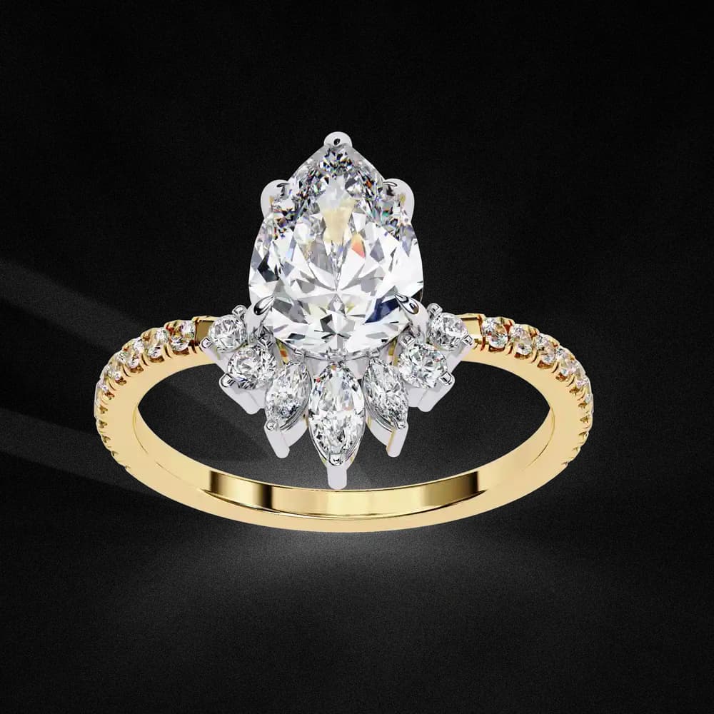 Teardrop pear Lab Grown Diamond Cluster Ring - Image 6 Teardrop pear Lab Grown Diamond Cluster Ring, view 6 of 12