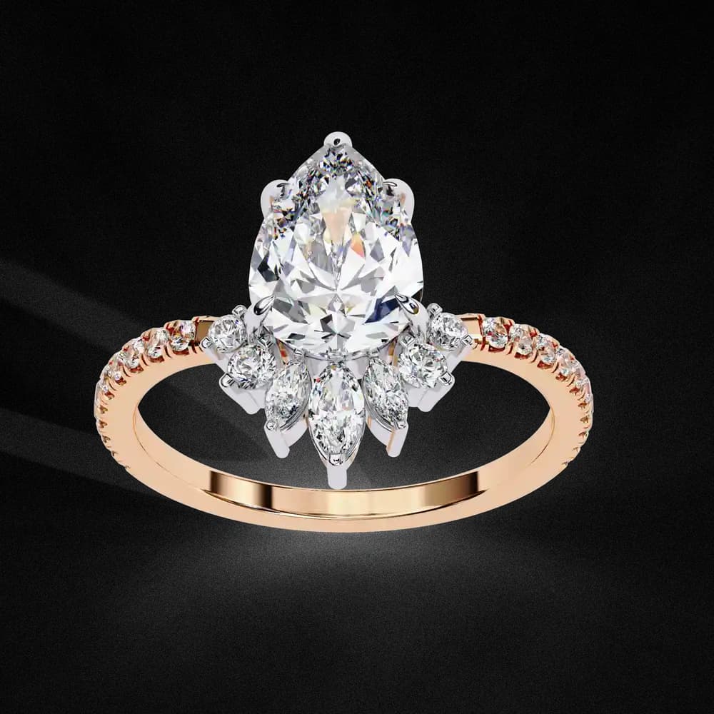Teardrop pear Lab Grown Diamond Cluster Ring - Image 7 Teardrop pear Lab Grown Diamond Cluster Ring, view 7 of 12