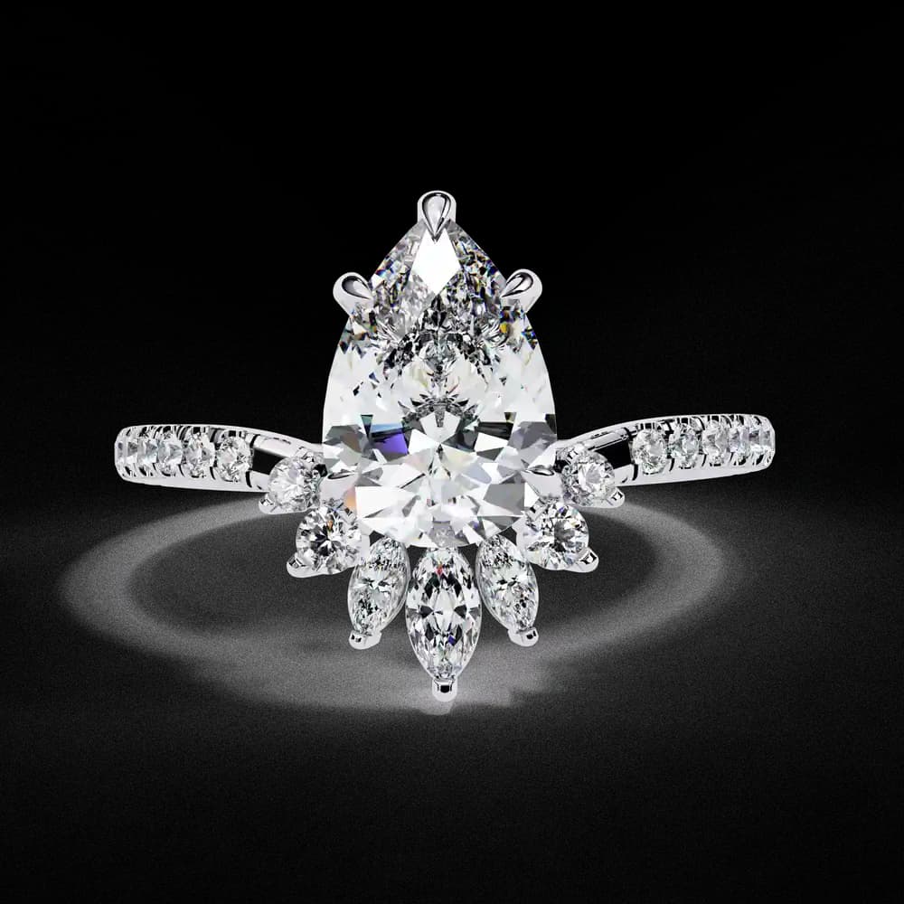 Teardrop pear Lab Grown Diamond Cluster Ring - Image 8 Teardrop pear Lab Grown Diamond Cluster Ring, view 8 of 12
