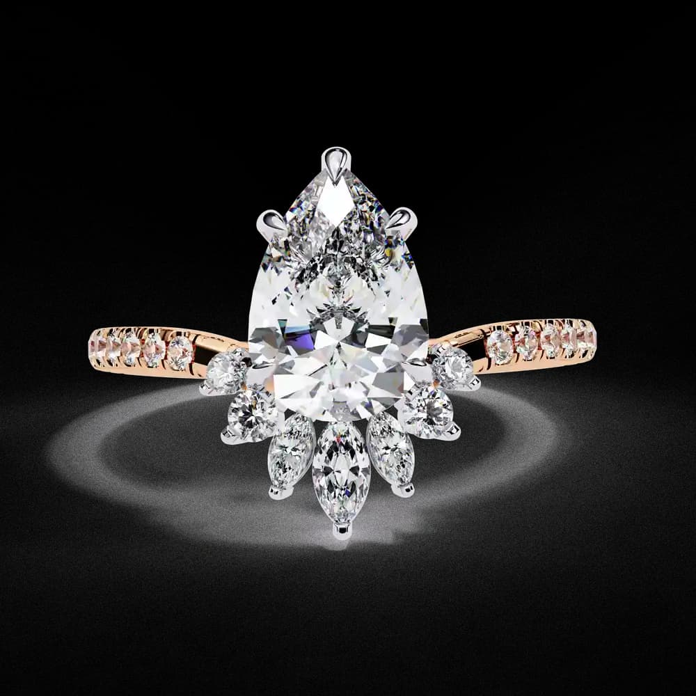 Teardrop pear Lab Grown Diamond Cluster Ring - Image 9 Teardrop pear Lab Grown Diamond Cluster Ring, view 9 of 12