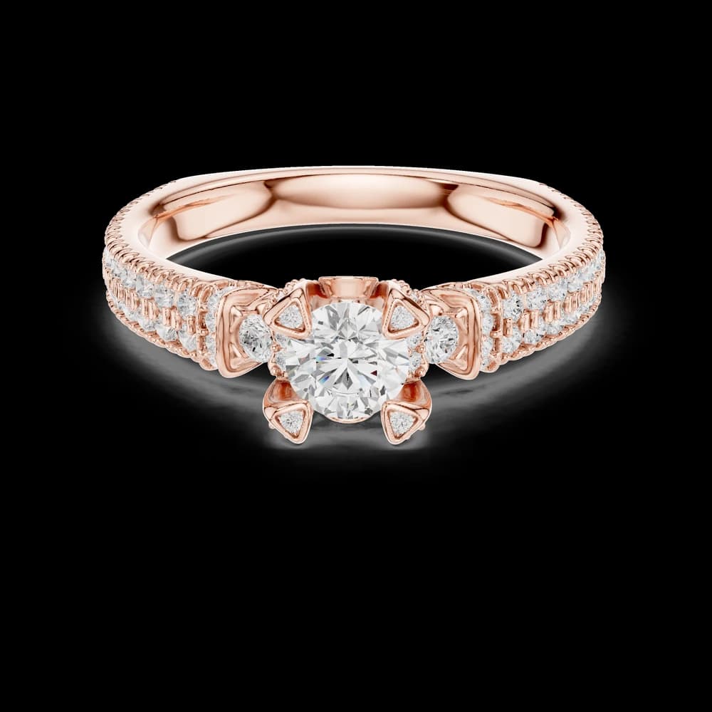 Pave Encrusted Crown Round Lab Grown Diamond Ring - Image 1 Pave Encrusted Crown Round Lab Grown Diamond Ring, view 1 of 6