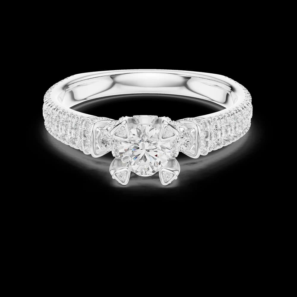 Pave Encrusted Crown Round Lab Grown Diamond Ring - Image 2 Pave Encrusted Crown Round Lab Grown Diamond Ring, view 2 of 6