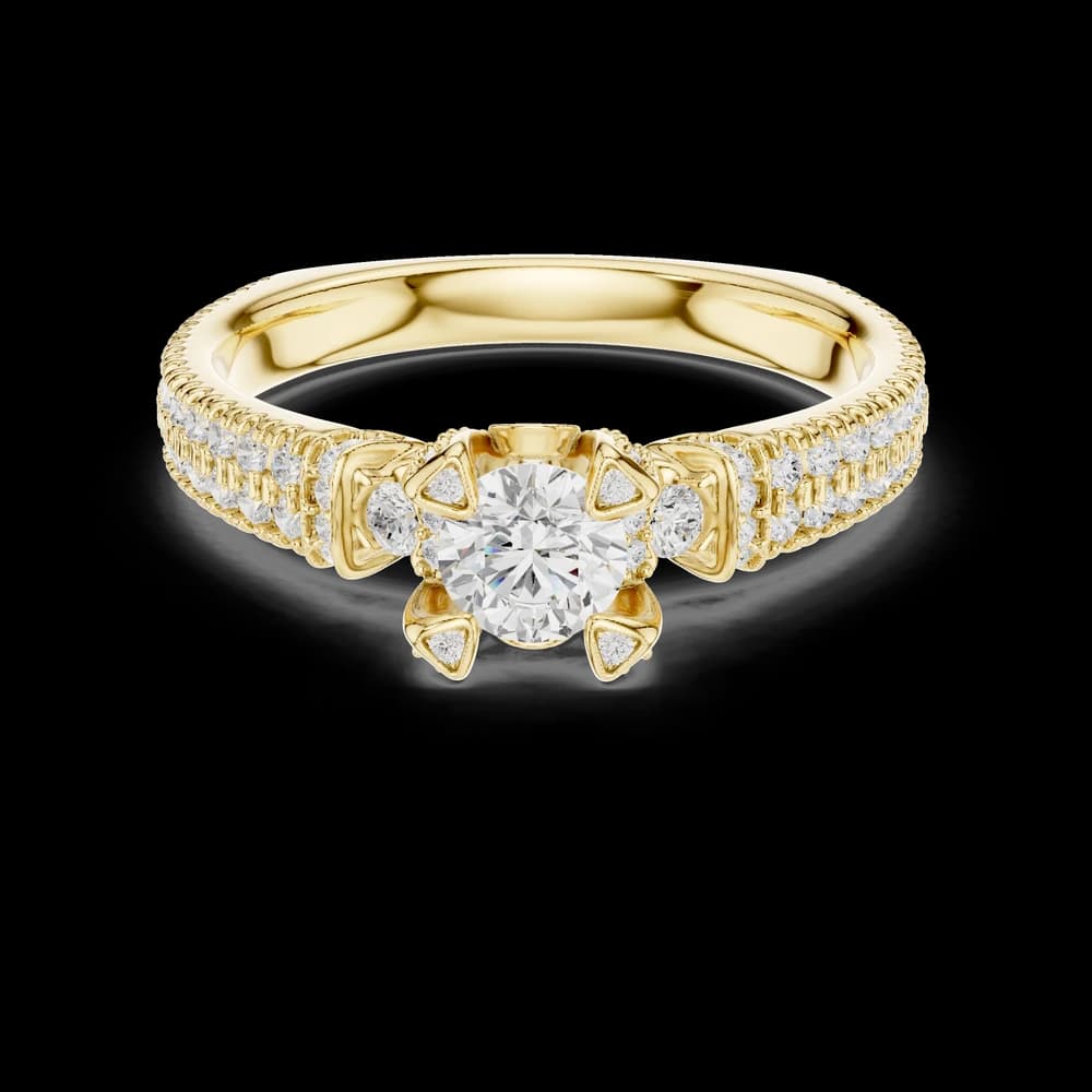 Pave Encrusted Crown Round Lab Grown Diamond Ring - Image 3 Pave Encrusted Crown Round Lab Grown Diamond Ring, view 3 of 6